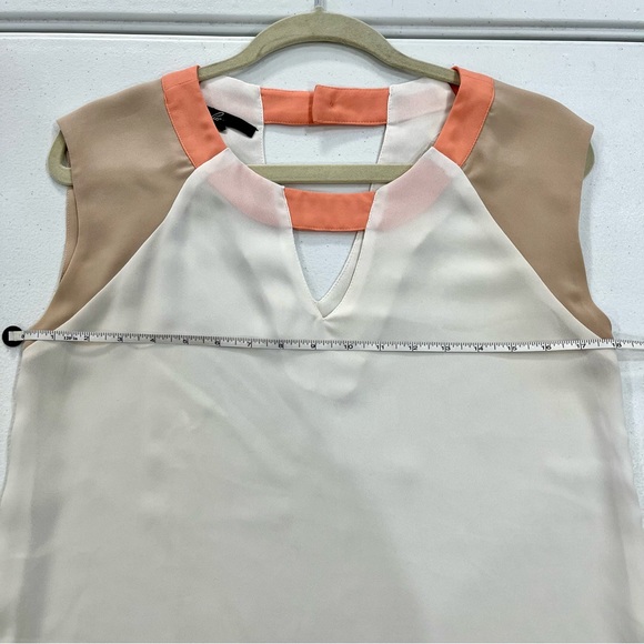C. Luce White, Tan, and Peach Blouse, size M - Picture 3 of 6